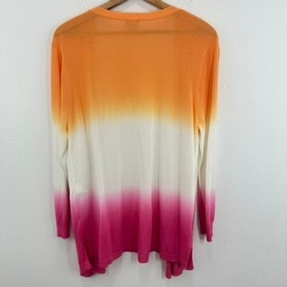 Chico's Ombre‎ Cardigan Sweater Orange White Pink Open Front Knit Size Large NWT - Picture 11 of 11